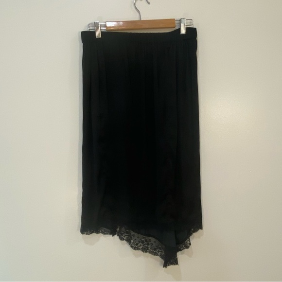 Intimately Free People Black Asymmetrical Skirt with Lace Hem - Picture 4 of 6